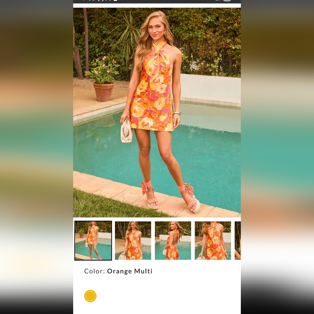 Vici Orange Multi Backless Dress